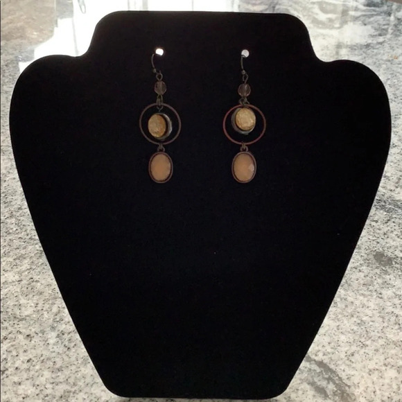 Tan Drop Earrings - Picture 1 of 6